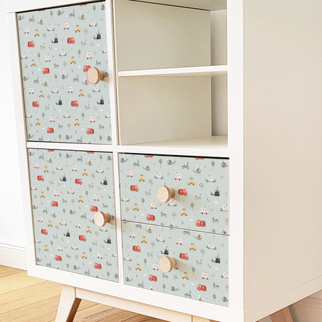 Möbelfolie für IKEA KALLAX - Abenteuer Straße (minze)