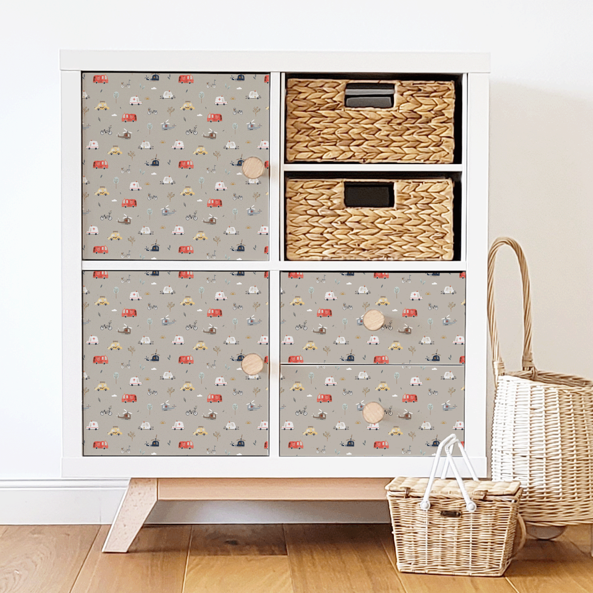 Möbelfolie für IKEA KALLAX - Abenteuer Straße (beige)