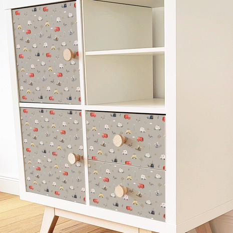 Möbelfolie für IKEA KALLAX - Abenteuer Straße (beige)