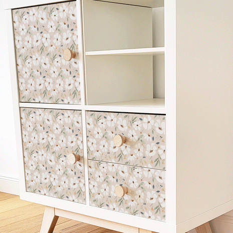 Möbelfolie für IKEA KALLAX - Frühlingsblumen (champagne)