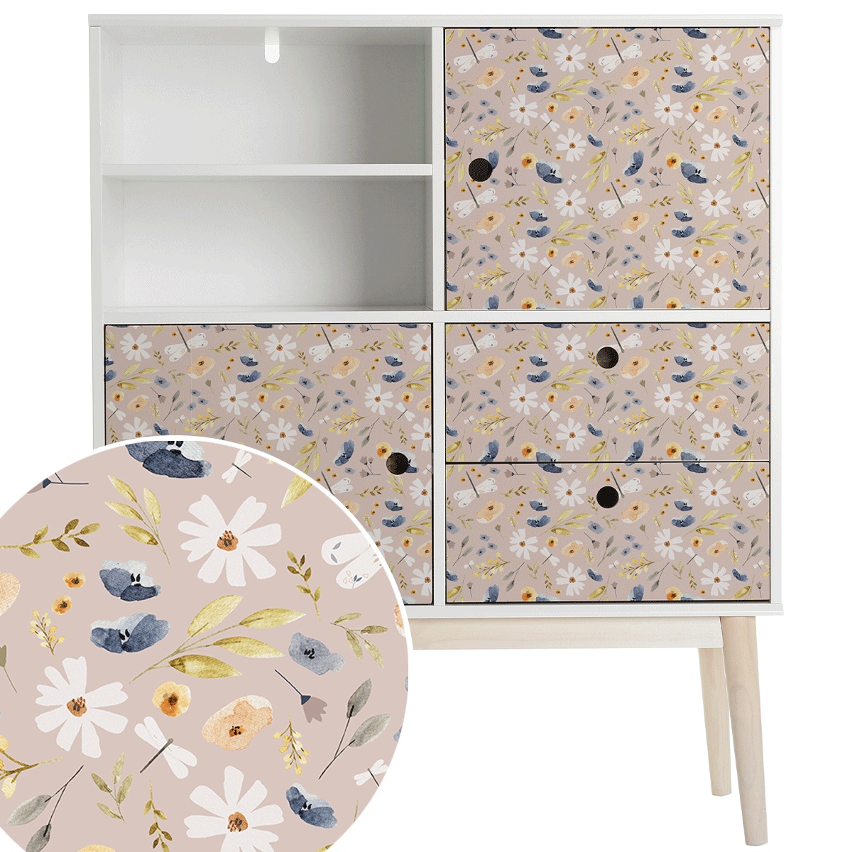 Furniture wrap - Meadow flowers (misty rose)