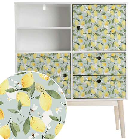 Möbelfolie - Zitronen mit Bienen (minze)