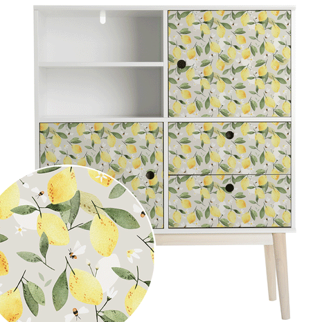 Furniture wrap - Lemons with bees (ecru)