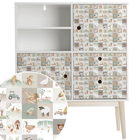 Möbelfolie - Fröhlicher Bauernhof (naturtöne)