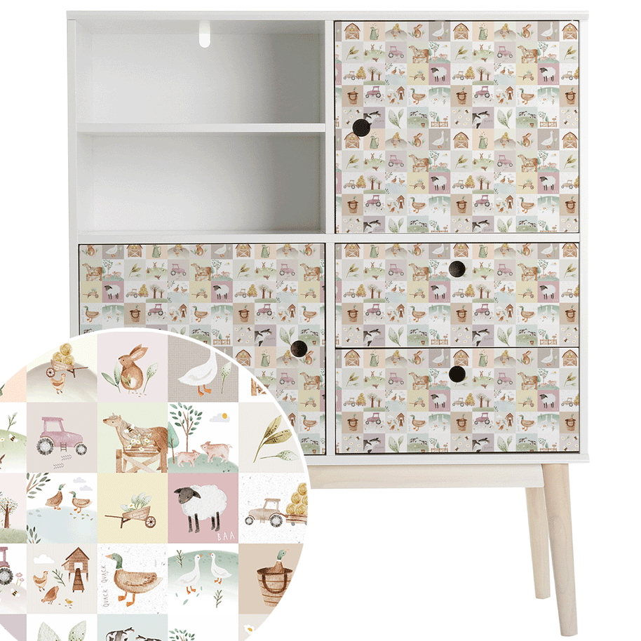 Furniture wrap - Animal farm quilt (pastel)