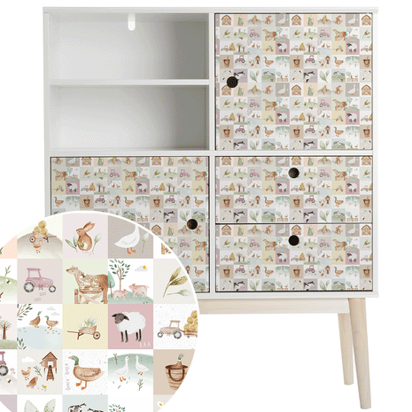 Möbelfolie - Fröhlicher Bauernhof (pastell)