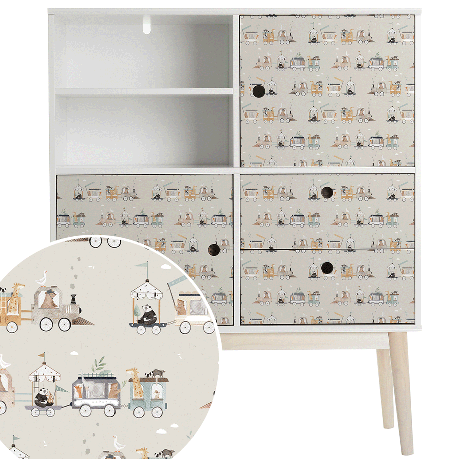 Furniture wrap - Cute animal train