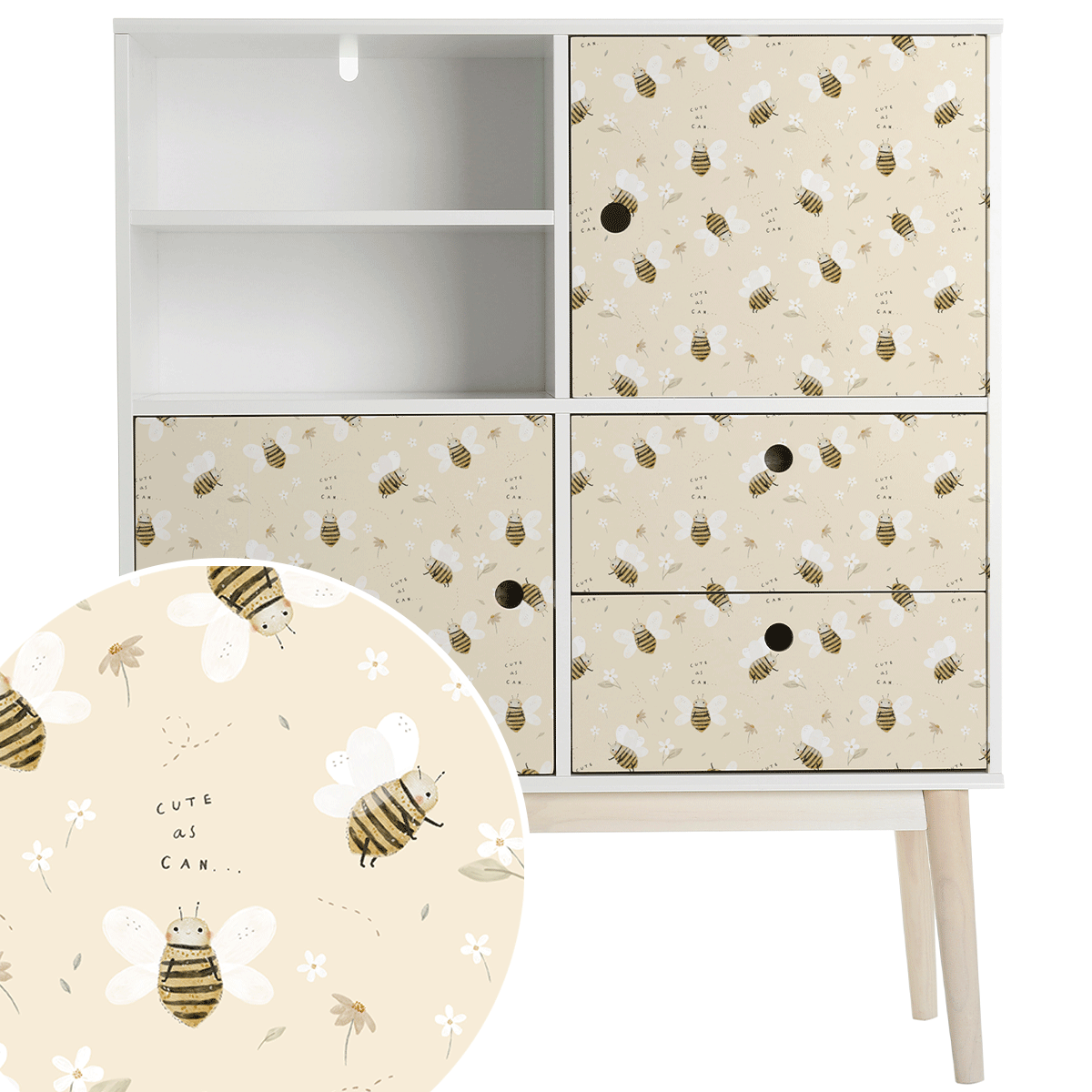 Furniture wrap - Honey bees (cream)