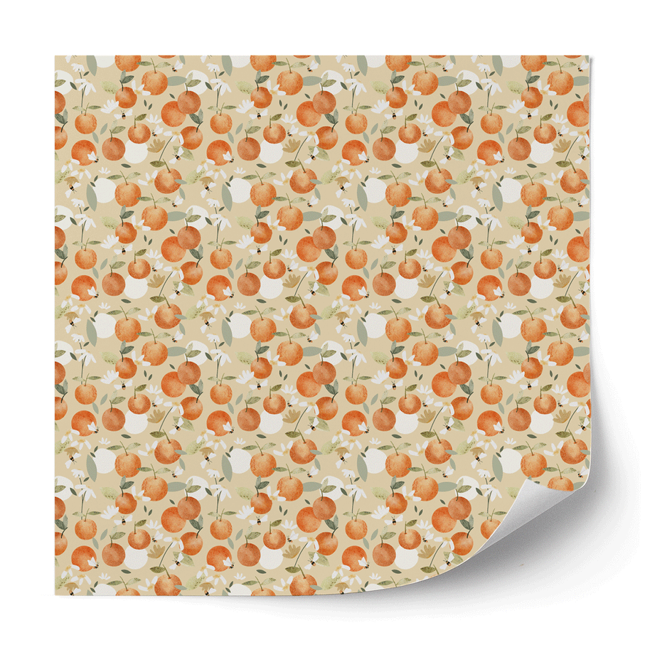 Furniture wrap - Oranges with bees (ivory)