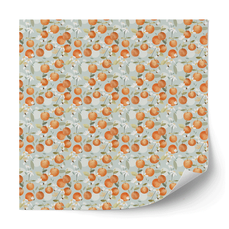 Furniture wrap - Oranges with bees (mint)