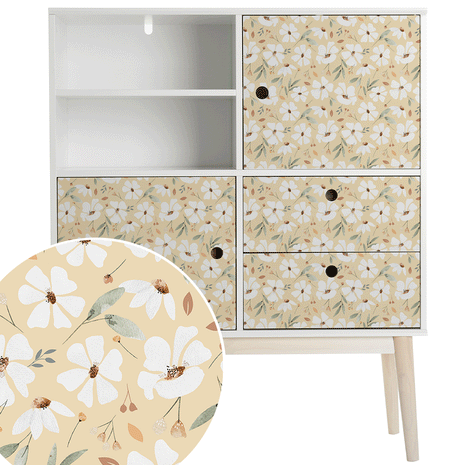 Möbelfolie Blumen - Frühlingsblumen (creme)