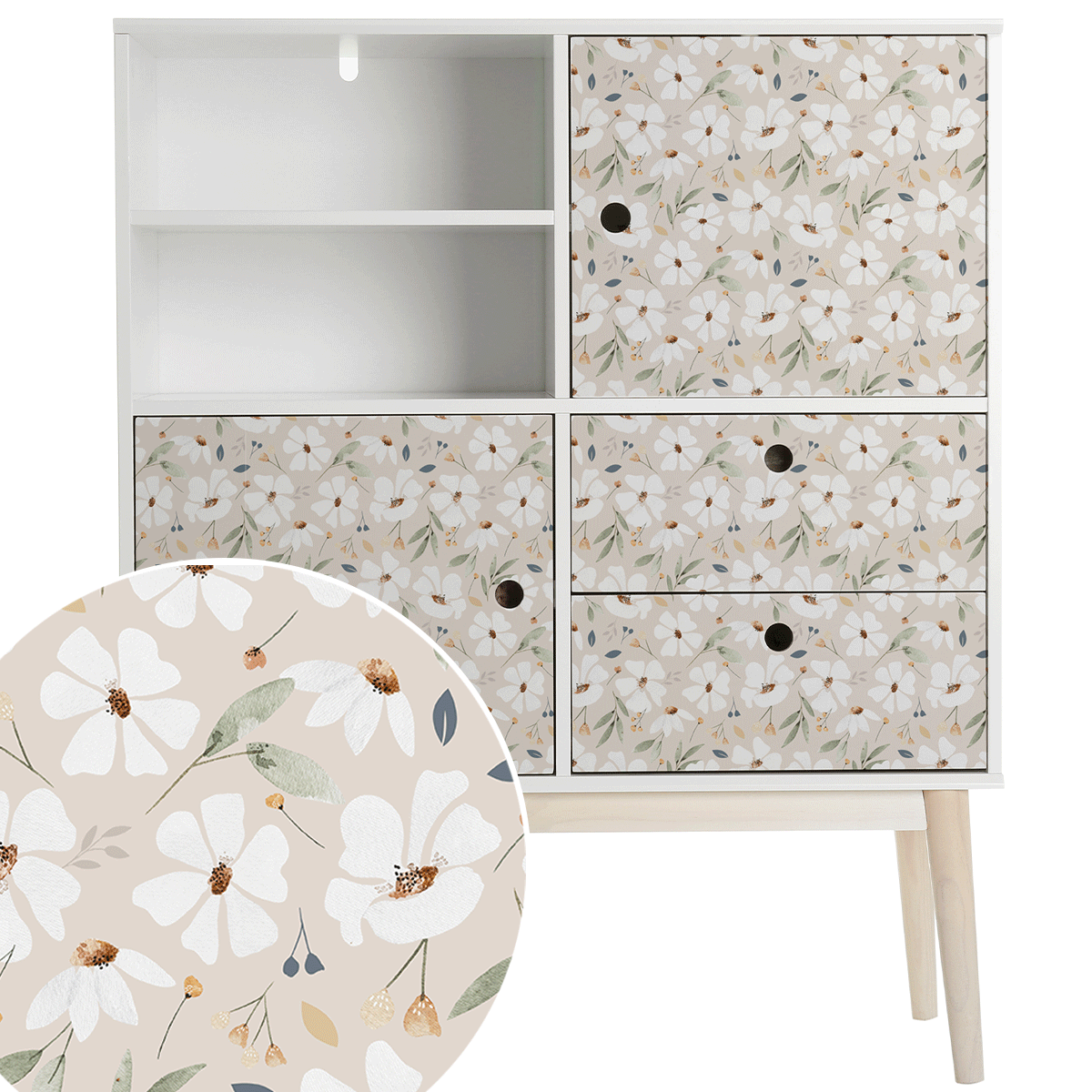Furniture wrap - Sping flowers (champagne)