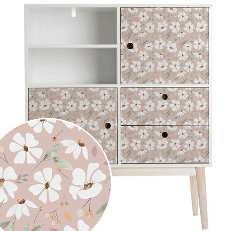 Möbelfolie Blumen - Frühlingsblumen (helles taupe)