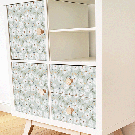 IKEA KALLAX furniture wrap - Spring flowers (mint)