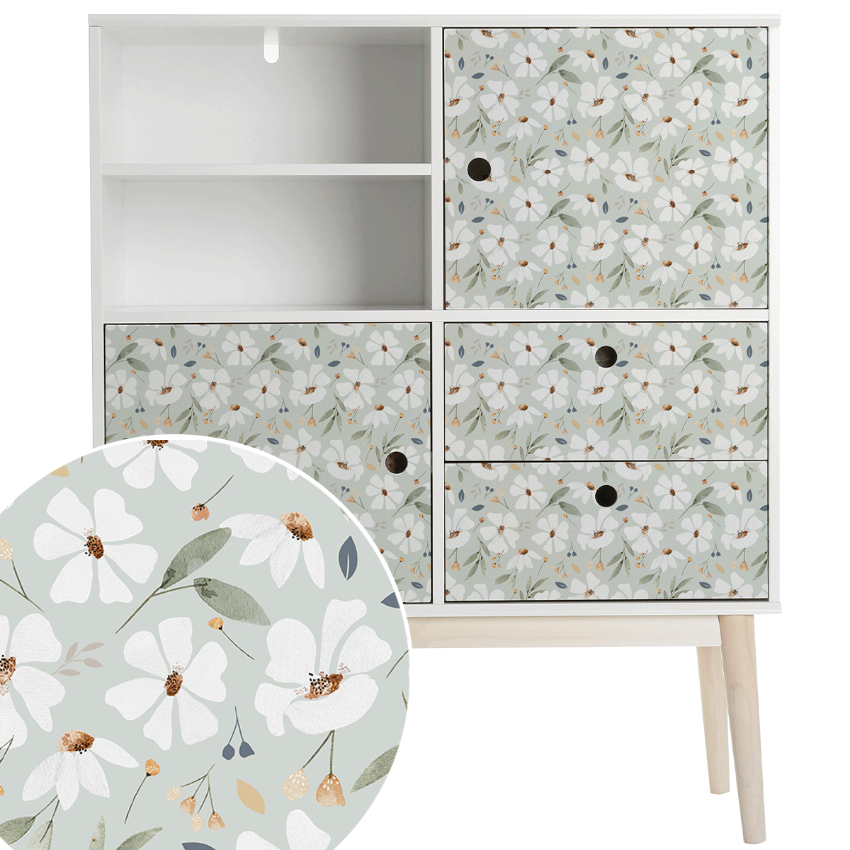 Furniture wrap - Sping flowers (mint)