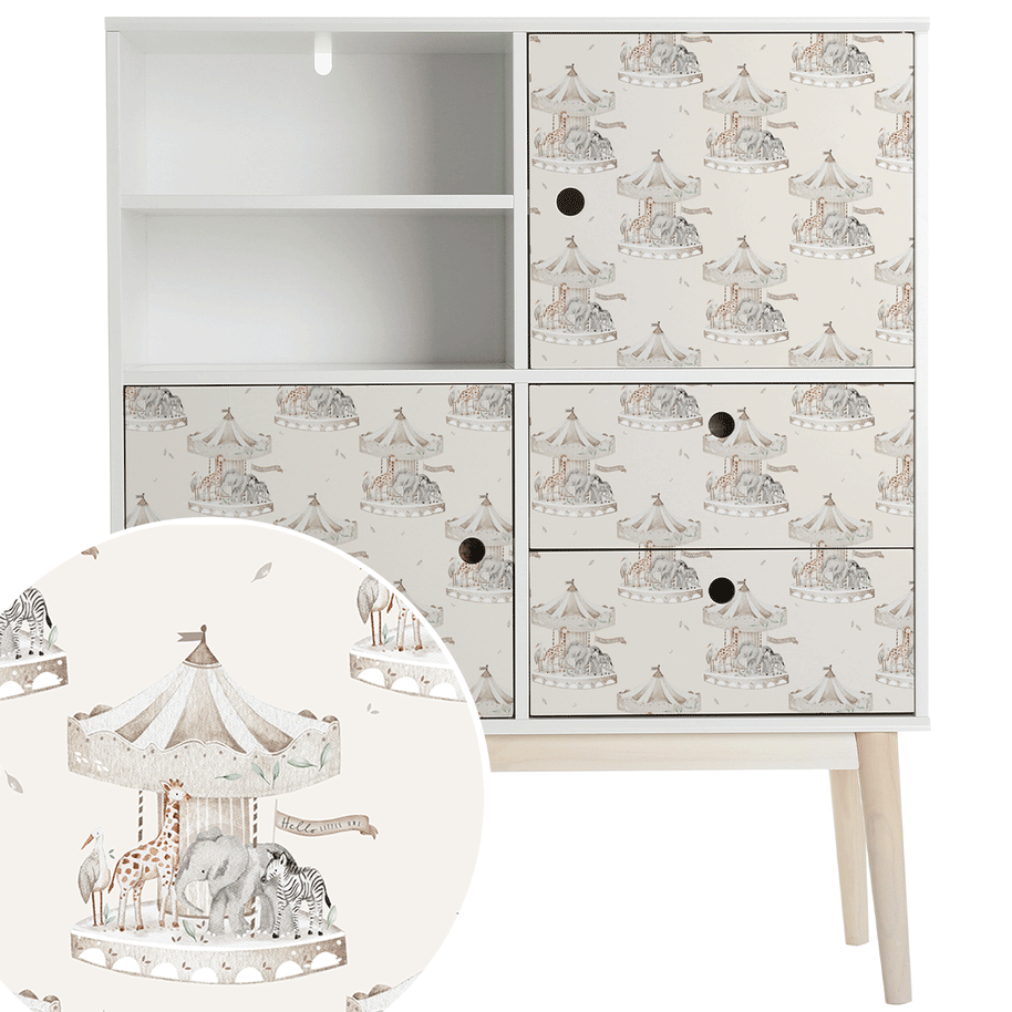 Furniture wrap - Animal carousel (mocha)
