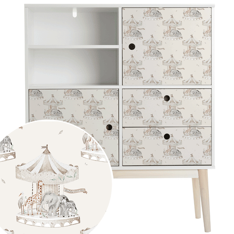 Möbelfolie - Tierkarussell (mokka)