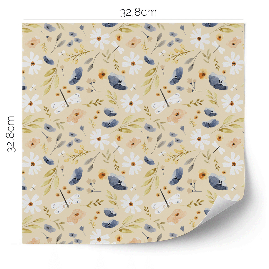 Möbelfolie für IKEA KALLAX - Wiesenblumen (creme)