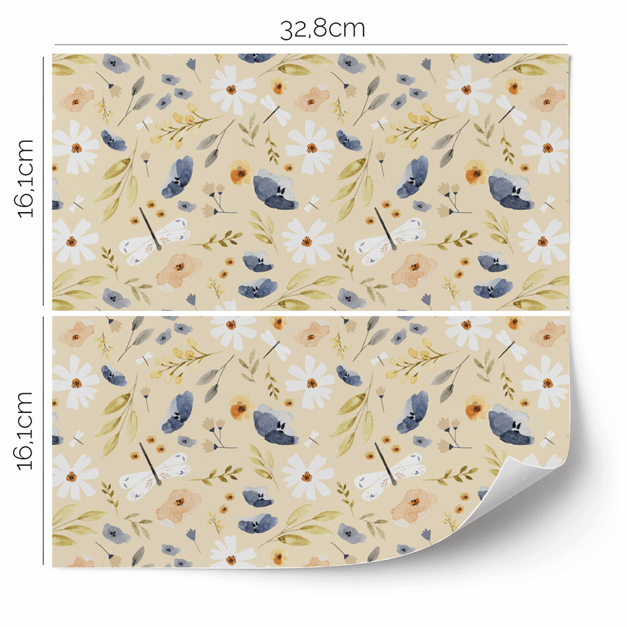 Möbelfolie für IKEA KALLAX - Wiesenblumen (creme)