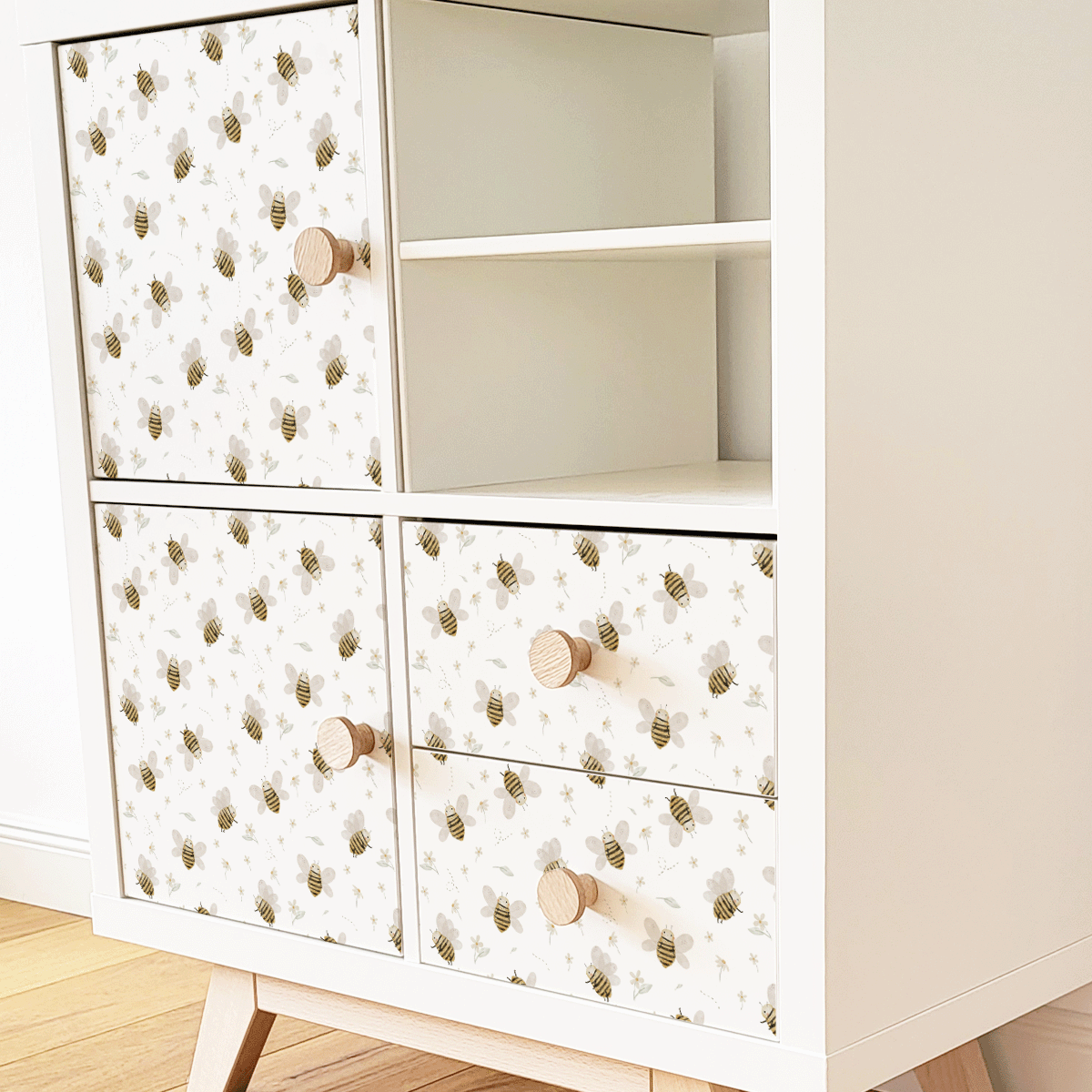 Möbelfolie für IKEA KALLAX - Honigbienen (weiß)