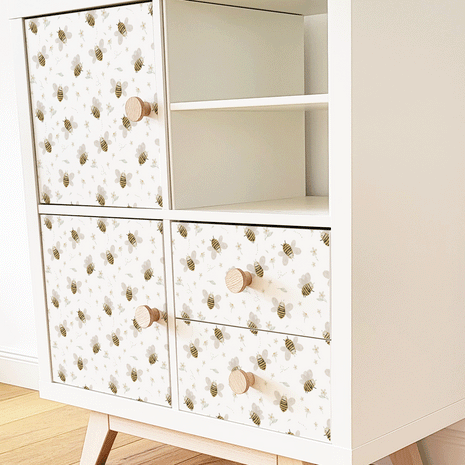 Möbelfolie für IKEA KALLAX - Honigbienen (weiß)