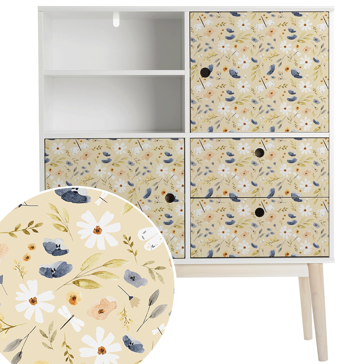 Furniture wrap - Meadow flowers (cream)