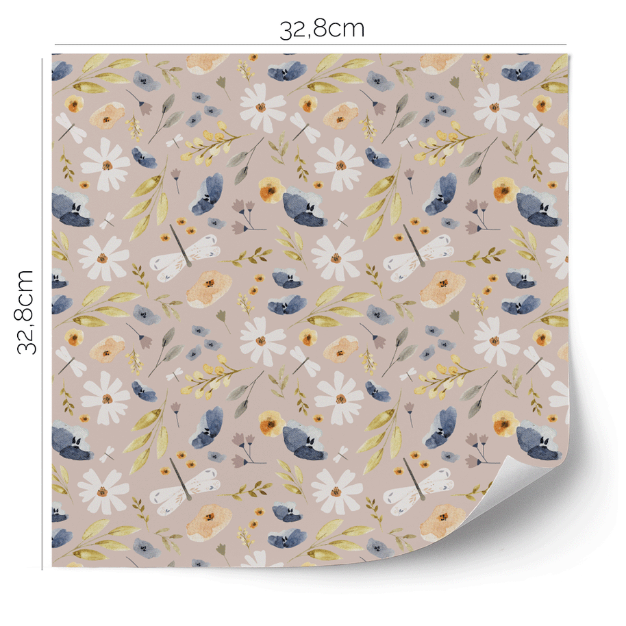 Möbelfolie für IKEA KALLAX - Wiesenblumen (helles taupe)
