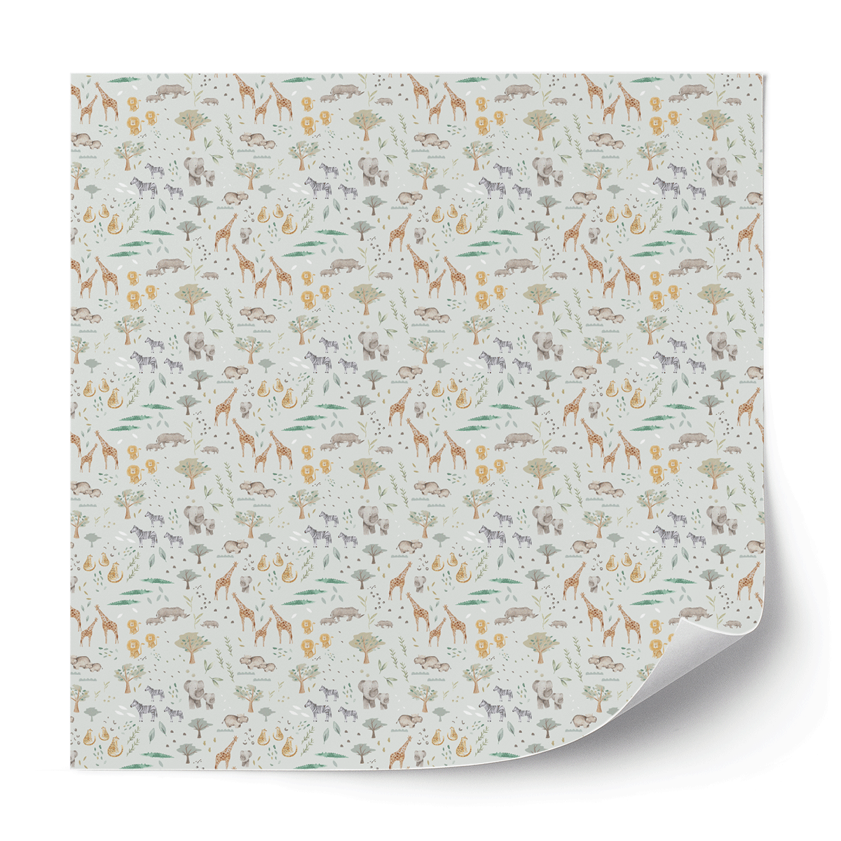 Furniture wrap - Jungle animals (mint)