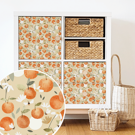 IKEA KALLAX furniture wrap - Oranges with bees (ivory)