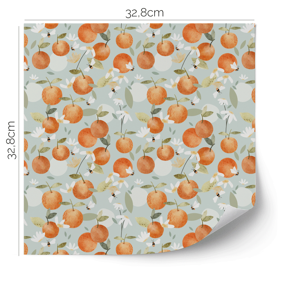 IKEA KALLAX furniture wrap - Oranges with bees (mint)