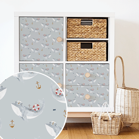 Möbelfolie für IKEA KALLAX - Süße Wale