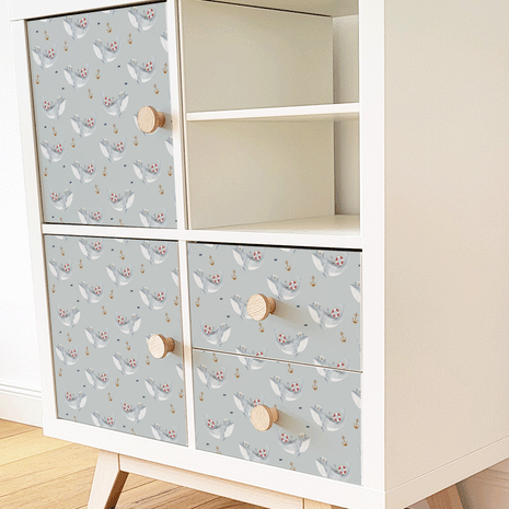 Möbelfolie für IKEA KALLAX - Süße Wale