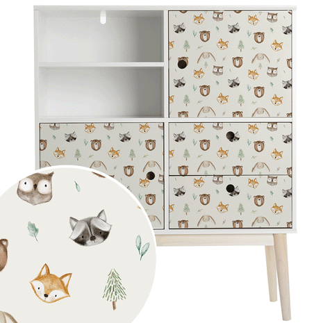 Furniture wrap - Cute forest animal faces