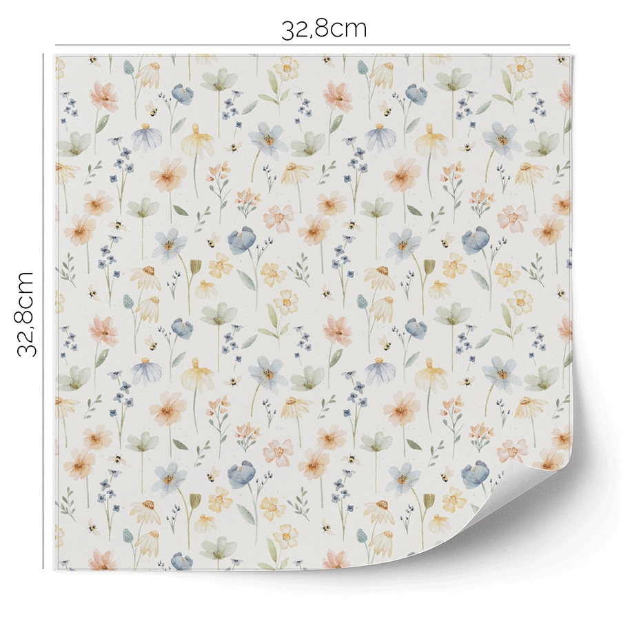 Möbelfolie für IKEA KALLAX - Wildblumen (Ecru)