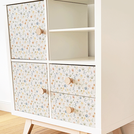Möbelfolie für IKEA KALLAX - Wildblumen (Ecru)