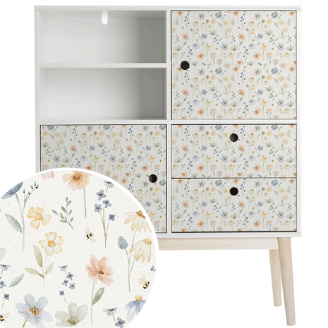 Furniture wrap - Wild Flowers (ecru)