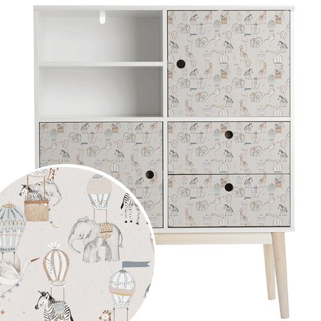 Furniture wrap -  Hot Air Balloon Animals (cotton)