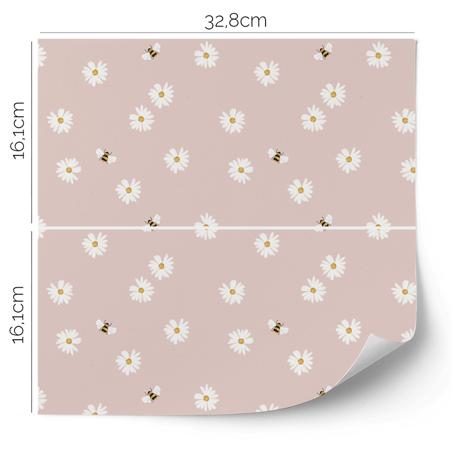 IKEA KALLAX furniture wrap - Daisies with bees (pink)