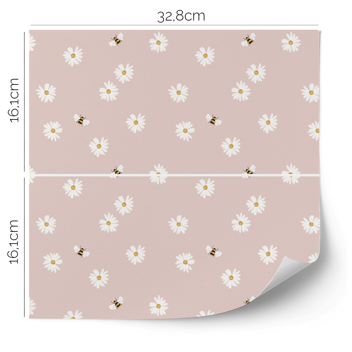 IKEA KALLAX furniture wrap - Daisies with bees (pink)