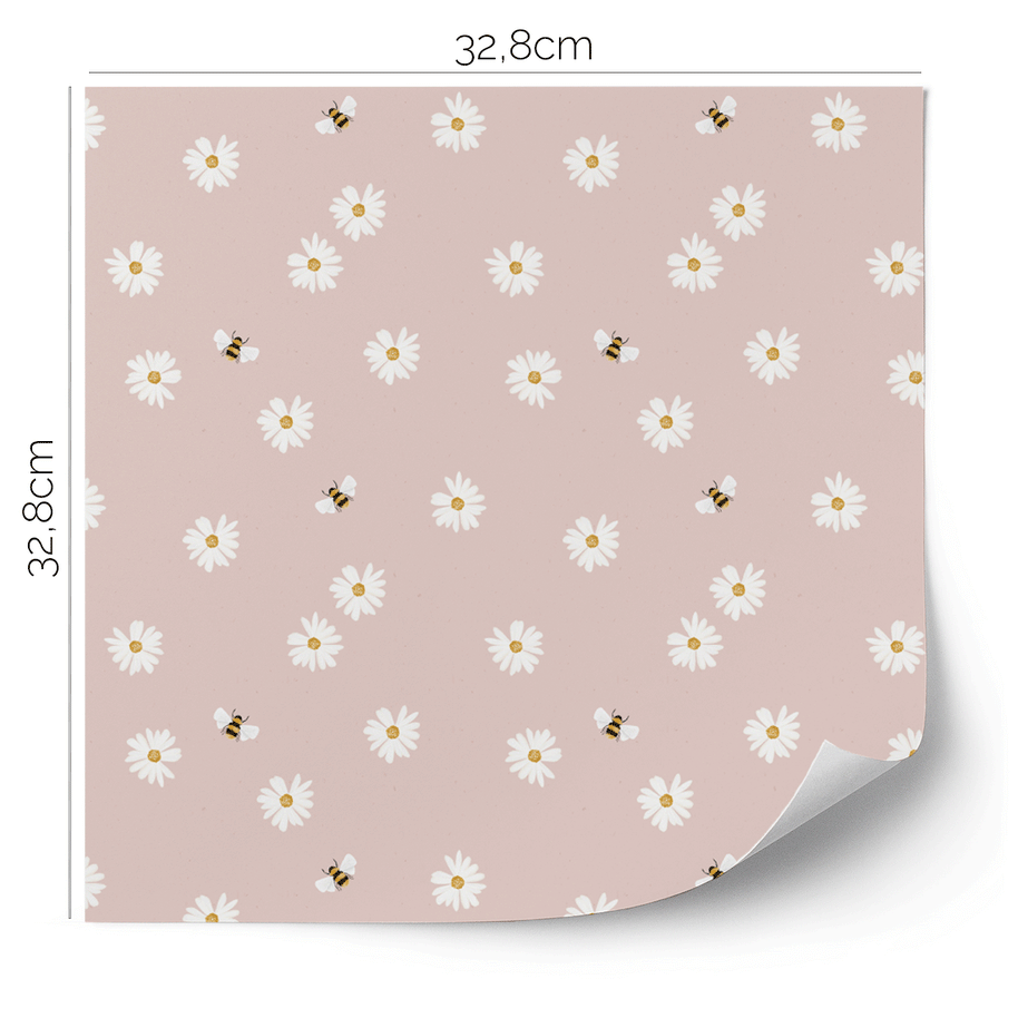 IKEA KALLAX furniture wrap - Daisies with bees (pink)