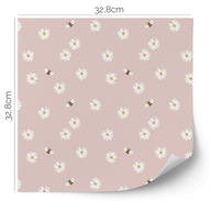 IKEA KALLAX furniture wrap - Daisies with bees (pink)