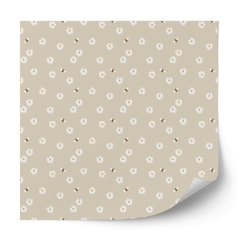 Furniture wrap - Daisies with Bees (beige)