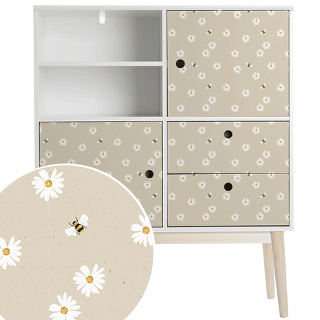 Furniture wrap - Daisies with Bees (beige)