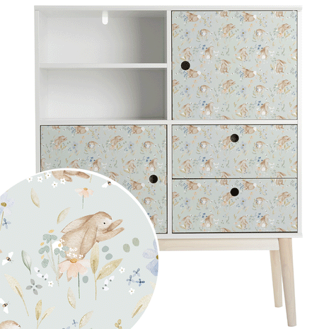 Furniture wrap - Bunny Blossoms (sage)
