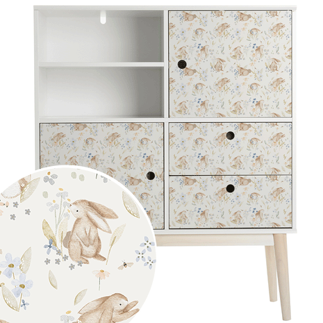 Furniture wrap - Bunny Blossoms (white)