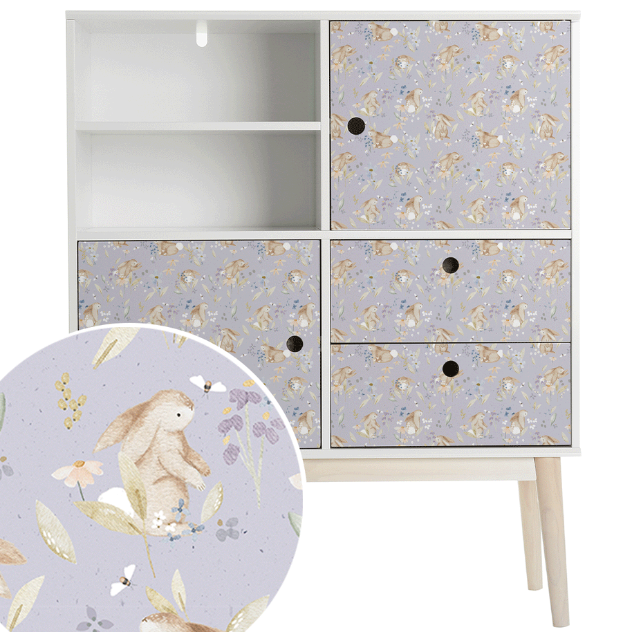 Furniture wrap - Bunny Blossoms (lavender)