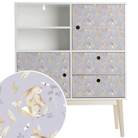 Furniture wrap - Bunny Blossoms (lavender)