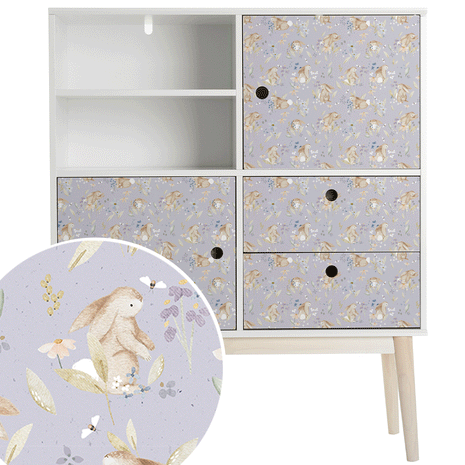 Furniture wrap - Bunny Blossoms (lavender)