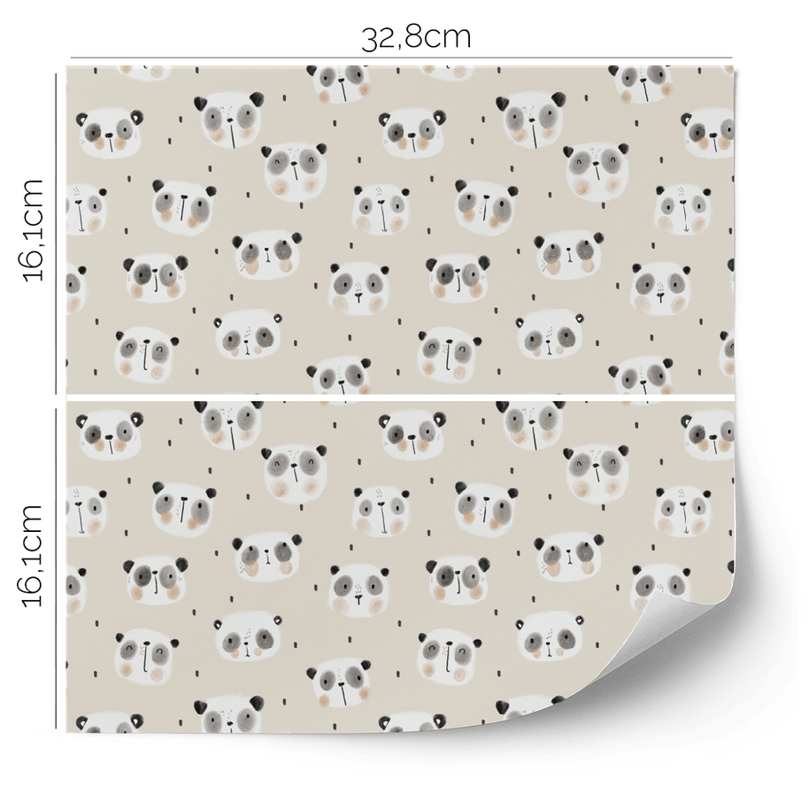 Möbelfolie für IKEA KALLAX - Kleine Pandas (ecru)