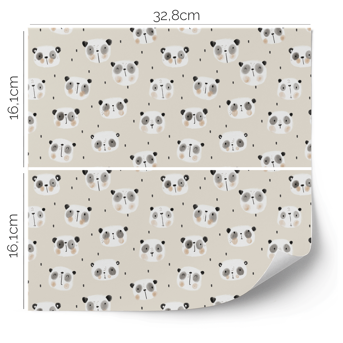 Möbelfolie für IKEA KALLAX - Kleine Pandas (ecru)